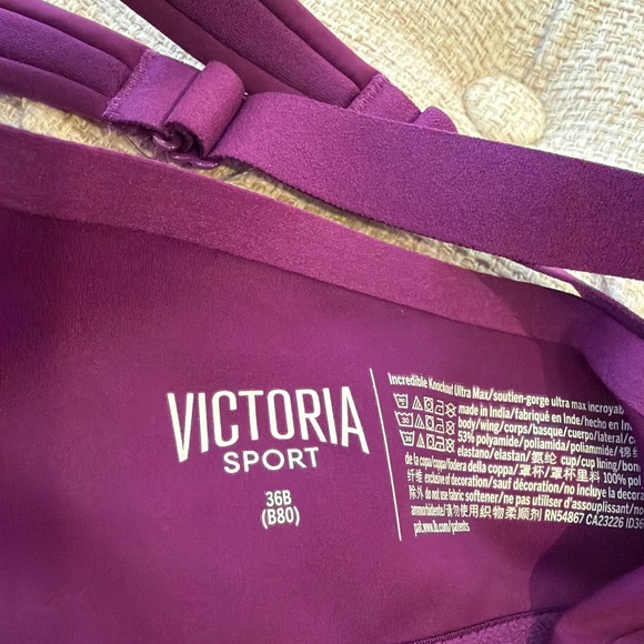 Victoria Sport Women’s Front Zip Purple Sports Bra Size 36B Incredible Knockout - Picture 6 of 6